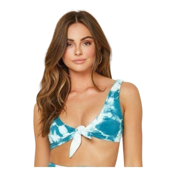 Dippin’ Daisy’s Muse Aqua Tie-Dye Front Tie Bikini Top NWT - Picture 1 of 6